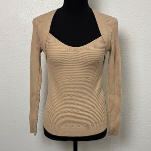 747 Tan Ribbed Knit Sweater. SzS